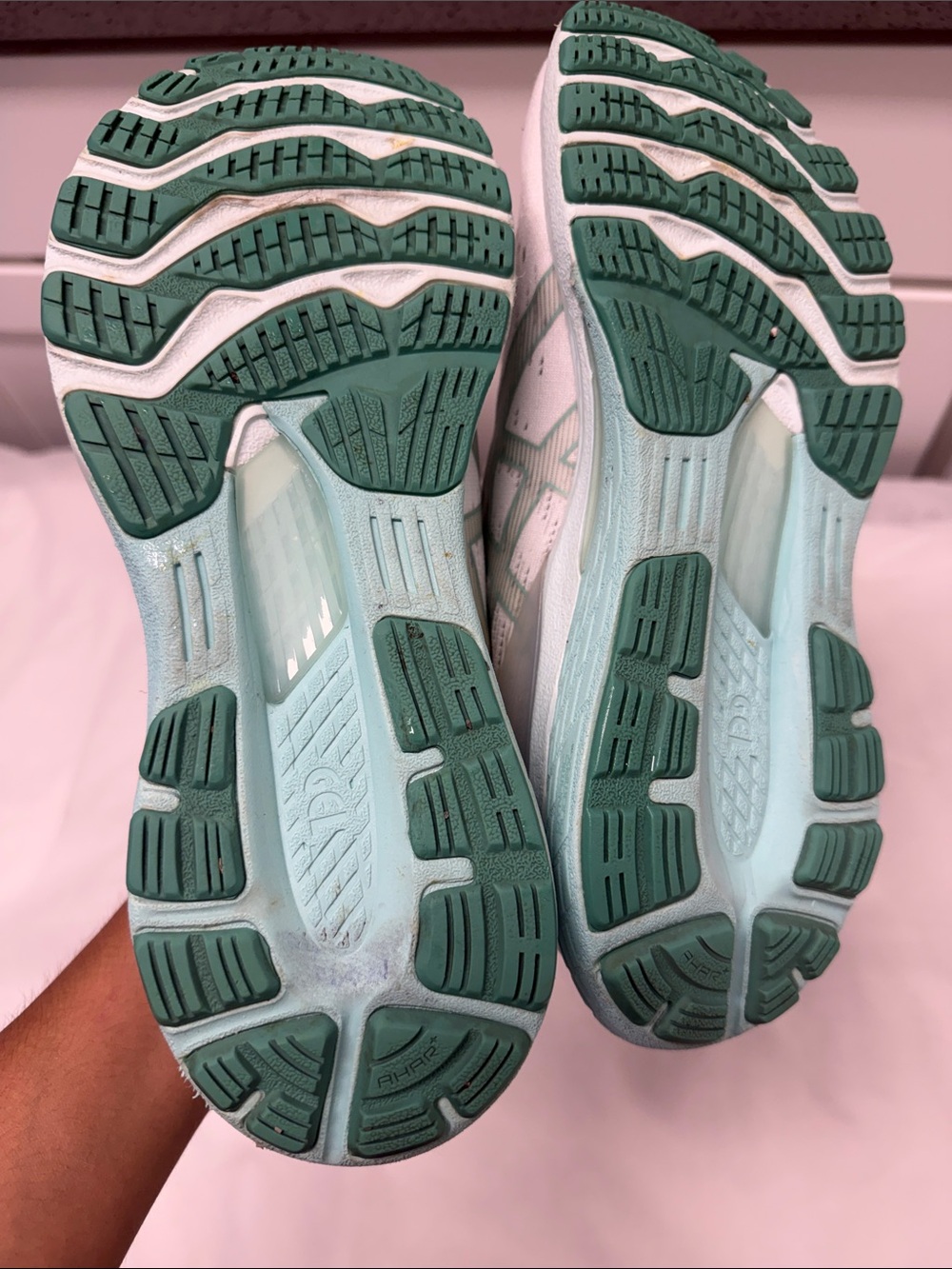 Asics White and Mint Green Women's Athletic Running Shoes - Picture 10 of 16